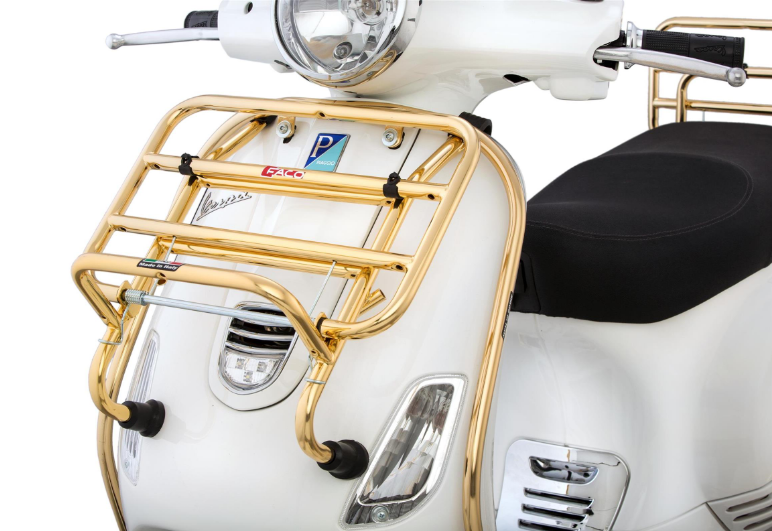 Porte-bagages avant pour Vespa LX/LXV 50-150ccm, pliable, or