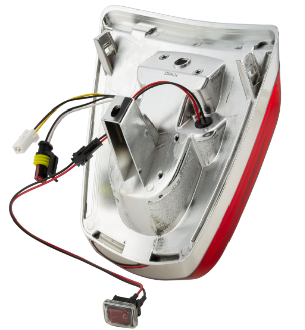 Feu arrière LED rouge pour Vespa Primavera/Sprint 50-150ccm, bord - chrome