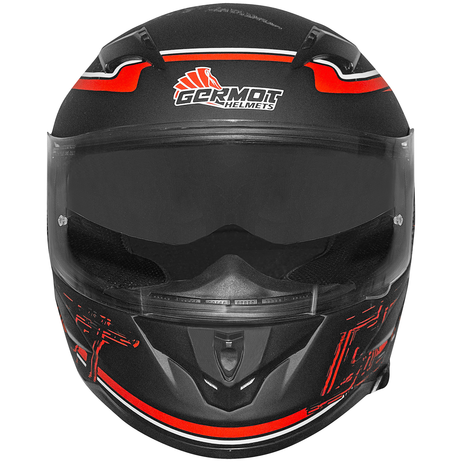 Germot casque intégral GM 306, noir mat/rouge
