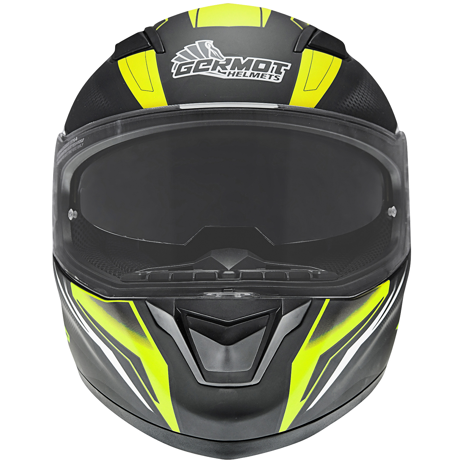Germot casque intégral GM 330, noir mat/jaune fluo