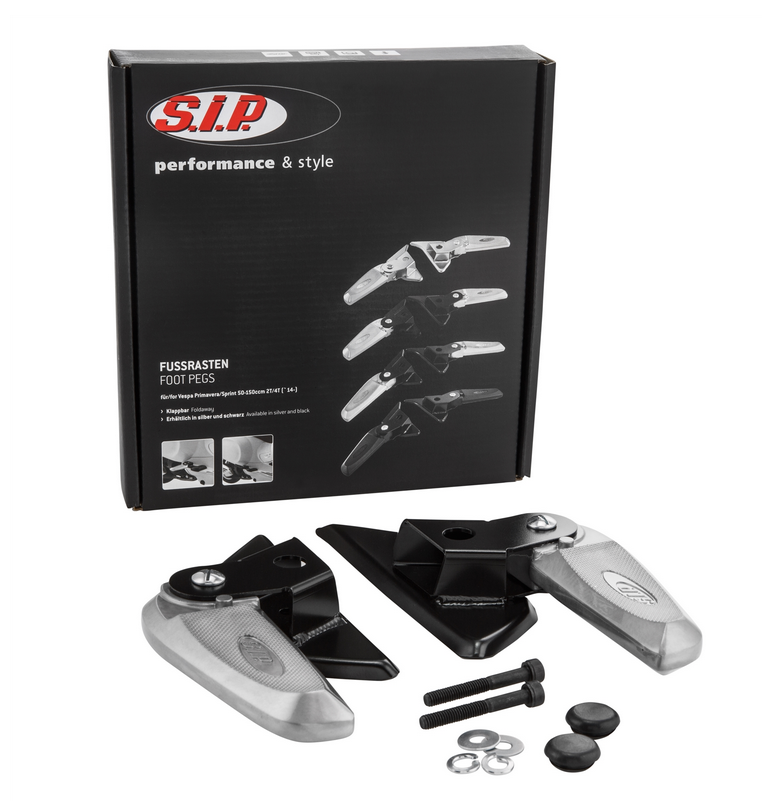 Repose-pieds droit et gauche pour Vespa LX /LXV /S 50-150ccm, noir/argenté