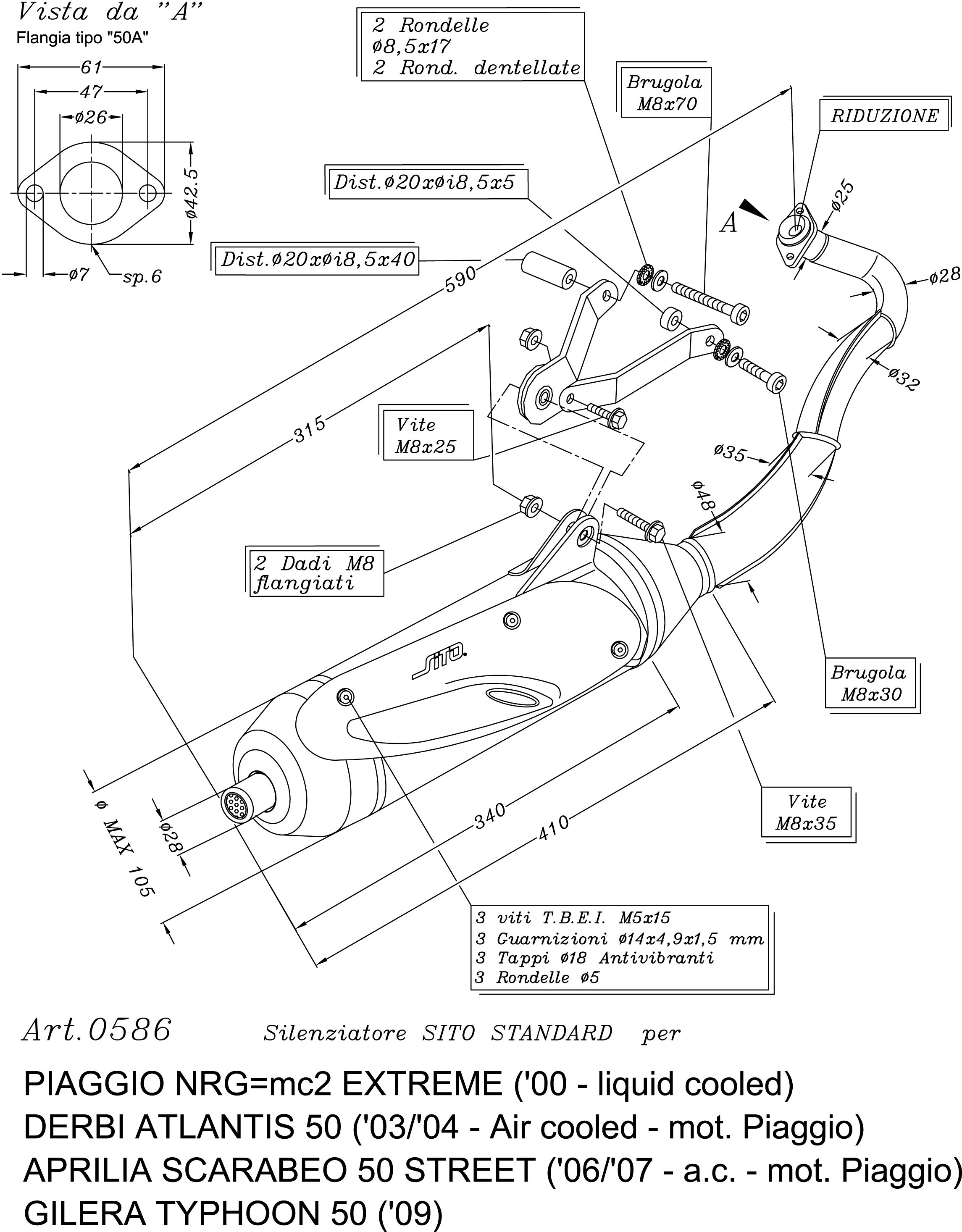 Sito / LeoVince Système d'échappement Sito Standard, Full System pour NRG / Typhoon