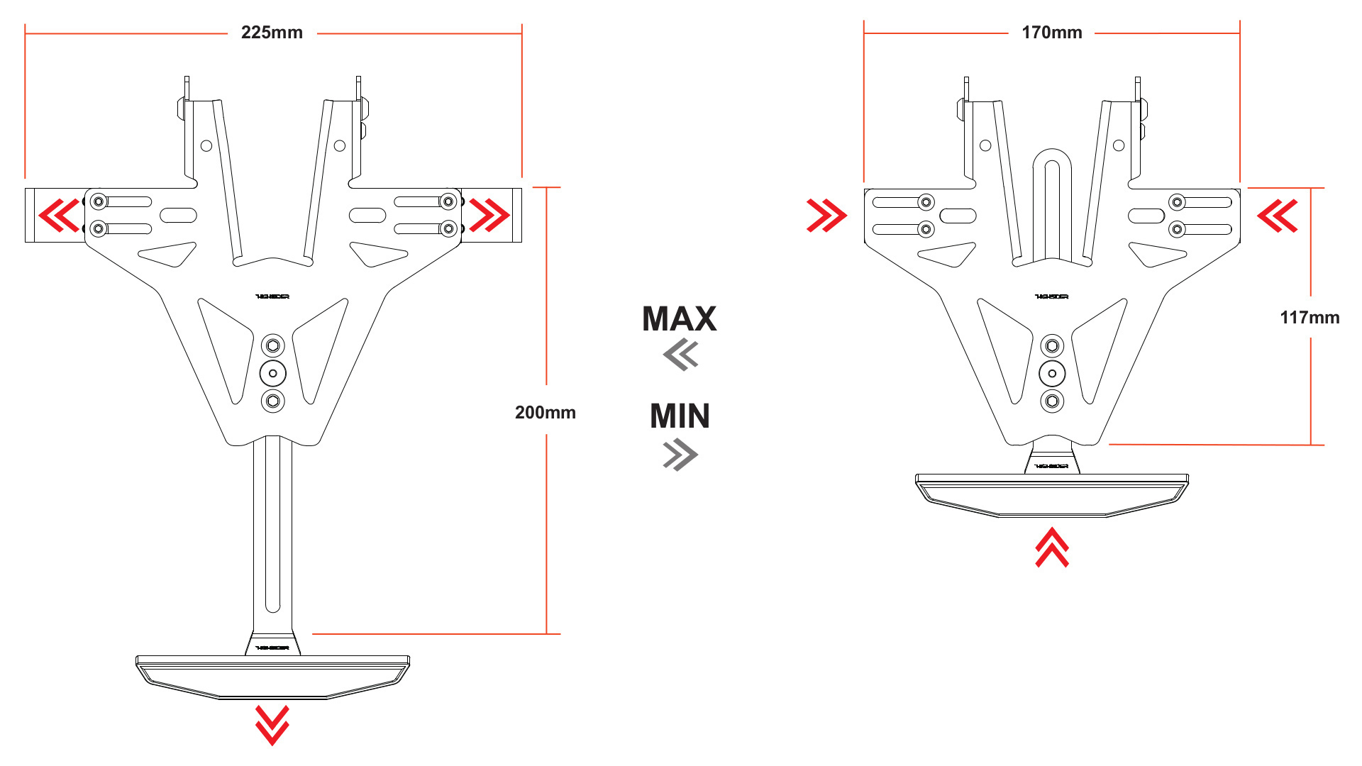 Support de plaque court avec éclairage de plaque pour Aprilia RS 660 20- / Tuono 660 21-