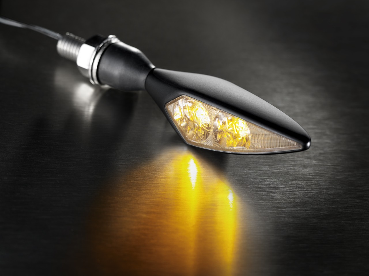 Clignotants Kellermann, Rhombus Extreme, acier, LED, VR/HL, 12 V, noir satiné, M8x20, homologués E