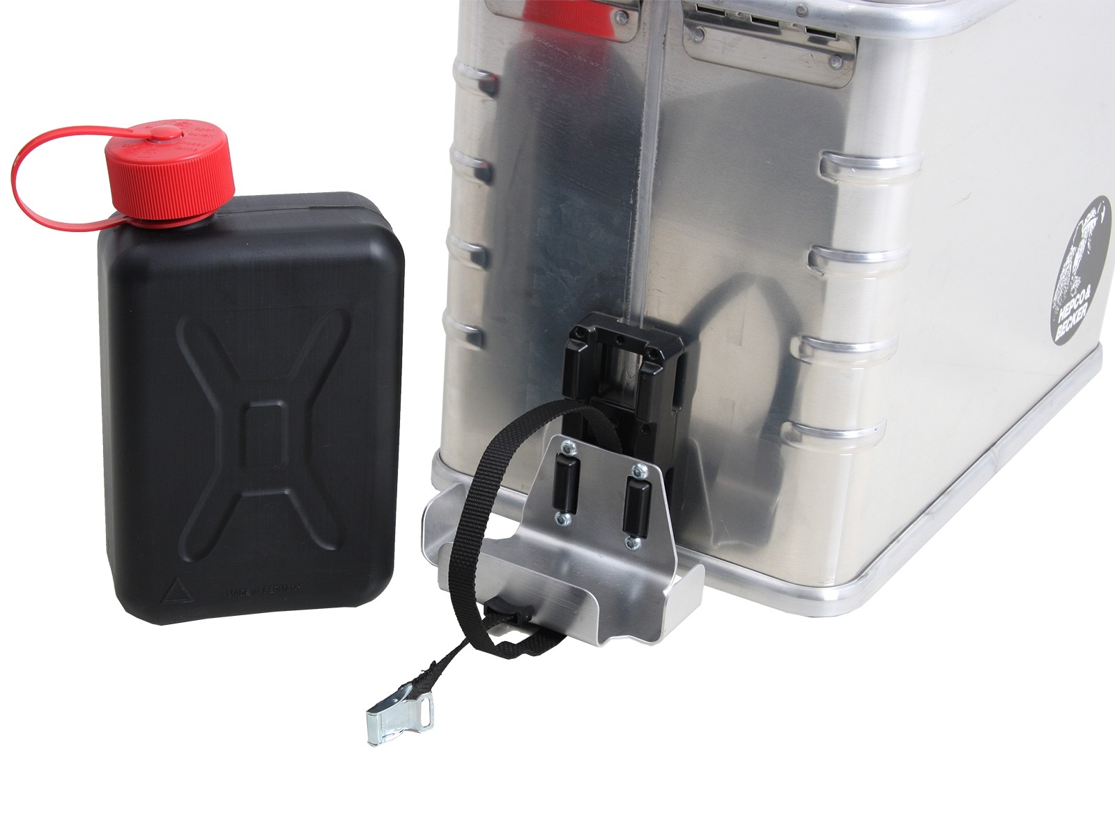 Bidon de réserve 2 l, y compris support universel et matériel de montage Hepco & Becker