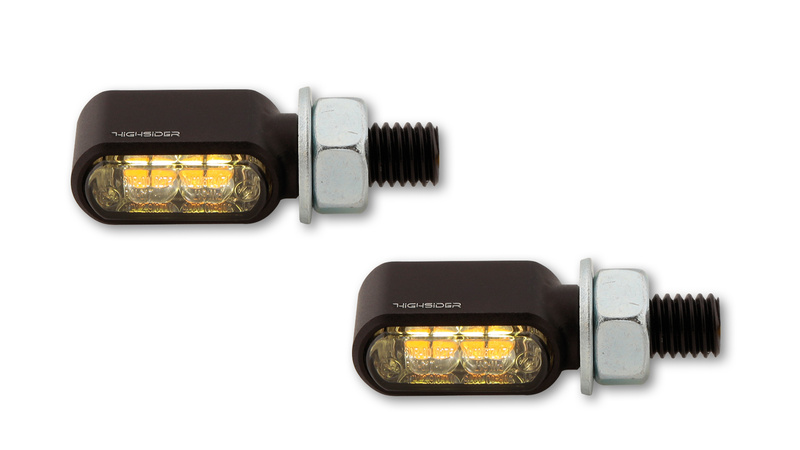 HIGHSIDER pro Little Bronx Clignotant/feu de position LED noir/tuméfié 2in1, CNC, E-approuvé (paire)