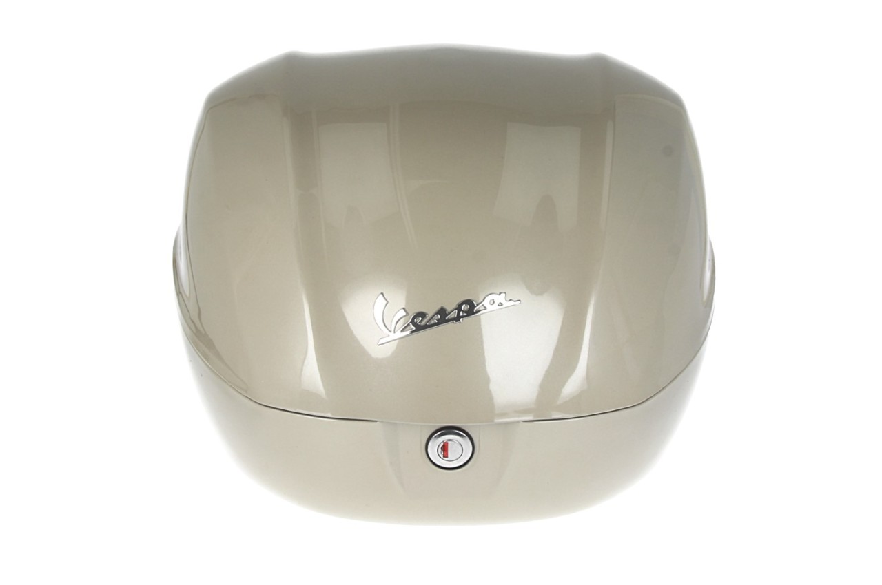 Kit top case 32L beige (Q01), coussin dorsal noir pour Vespa Primavera