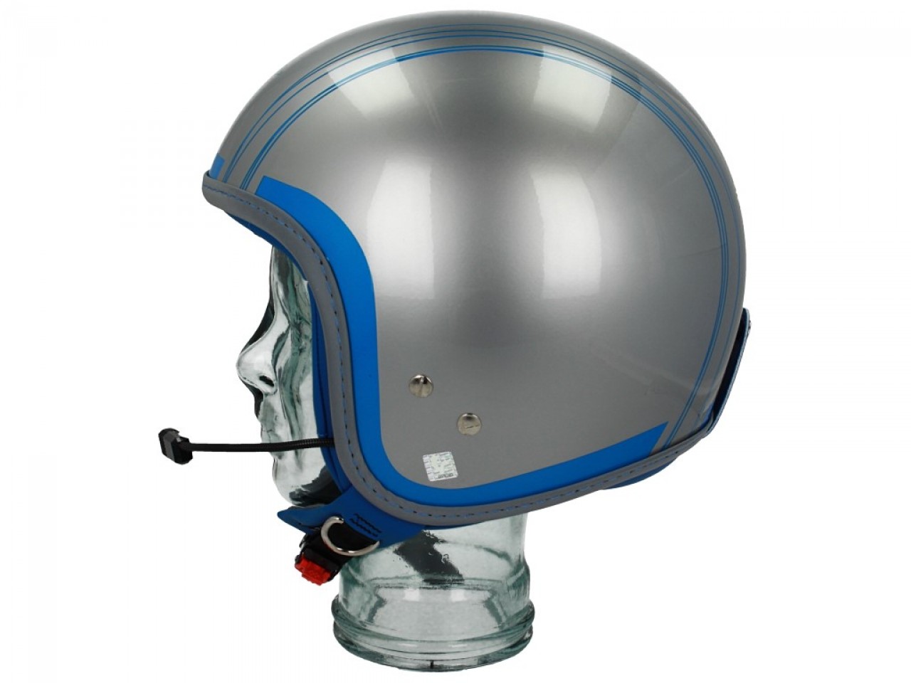 Casque jet Vespa Elettrica Tech blu (Bluetooth) argenté