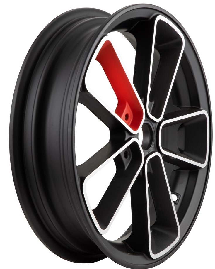 Jante avant/arrière 13" pour Vespa GTS/GTS Super/GTV/GT 60/GT/GT L 125-300cc, noir mat/rouge