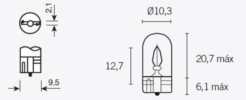 Ampoules Tecnium T10 12V 3W - x10