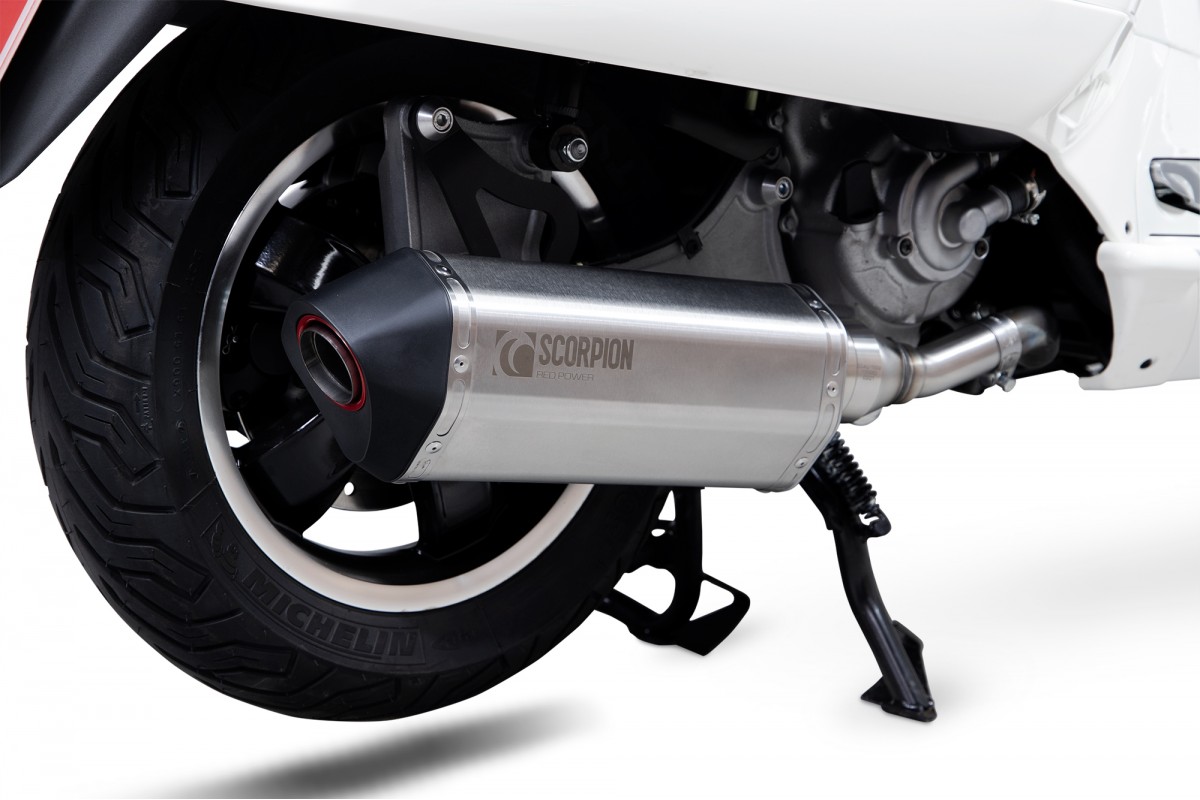 Échappement sport Scorpion "Red Power" argent pour Vespa GTS/GTS Super/GTV 300ccm HPE (`20-) Euro 5
