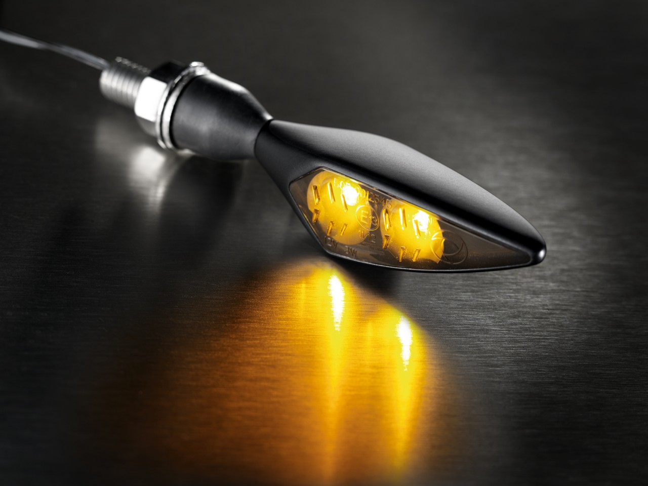 Clignotants Kellermann, Rhombus Dark, acier, LED, VR/HL, 12 V, noir satiné, M8x20, homologués E