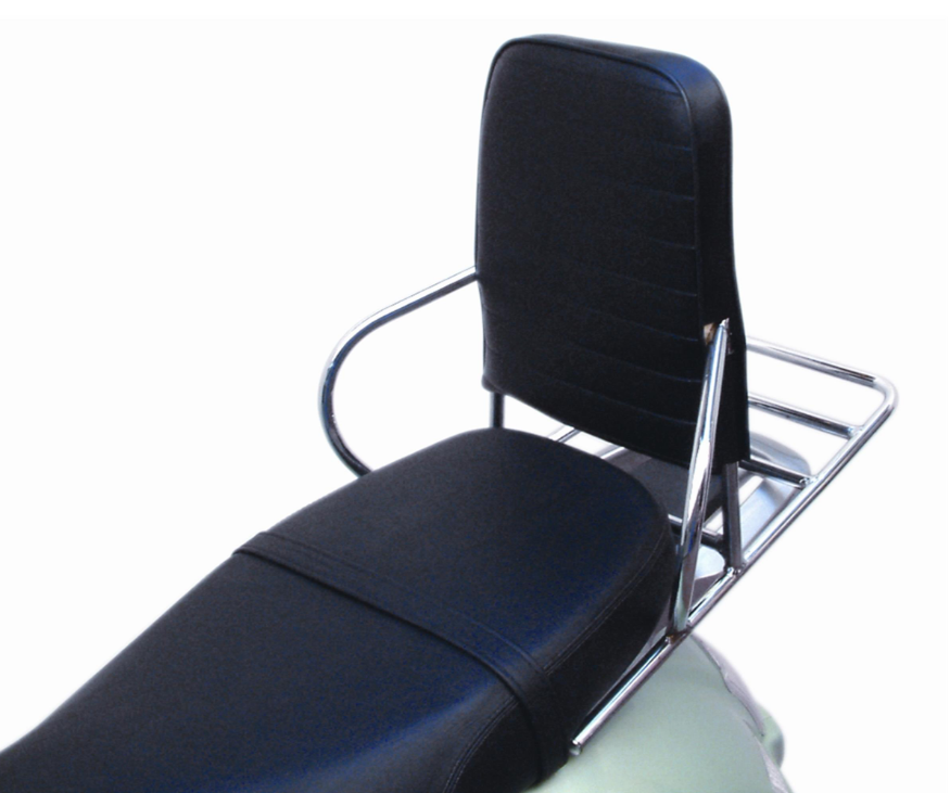 Porte-bagages arrière, strarr avec dossier pour Vespa GT /GT L 125/200cc, chrome