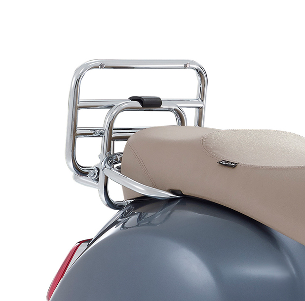 Porte-bagages arrière original rabattable chromé pour Vespa GTS/GTV