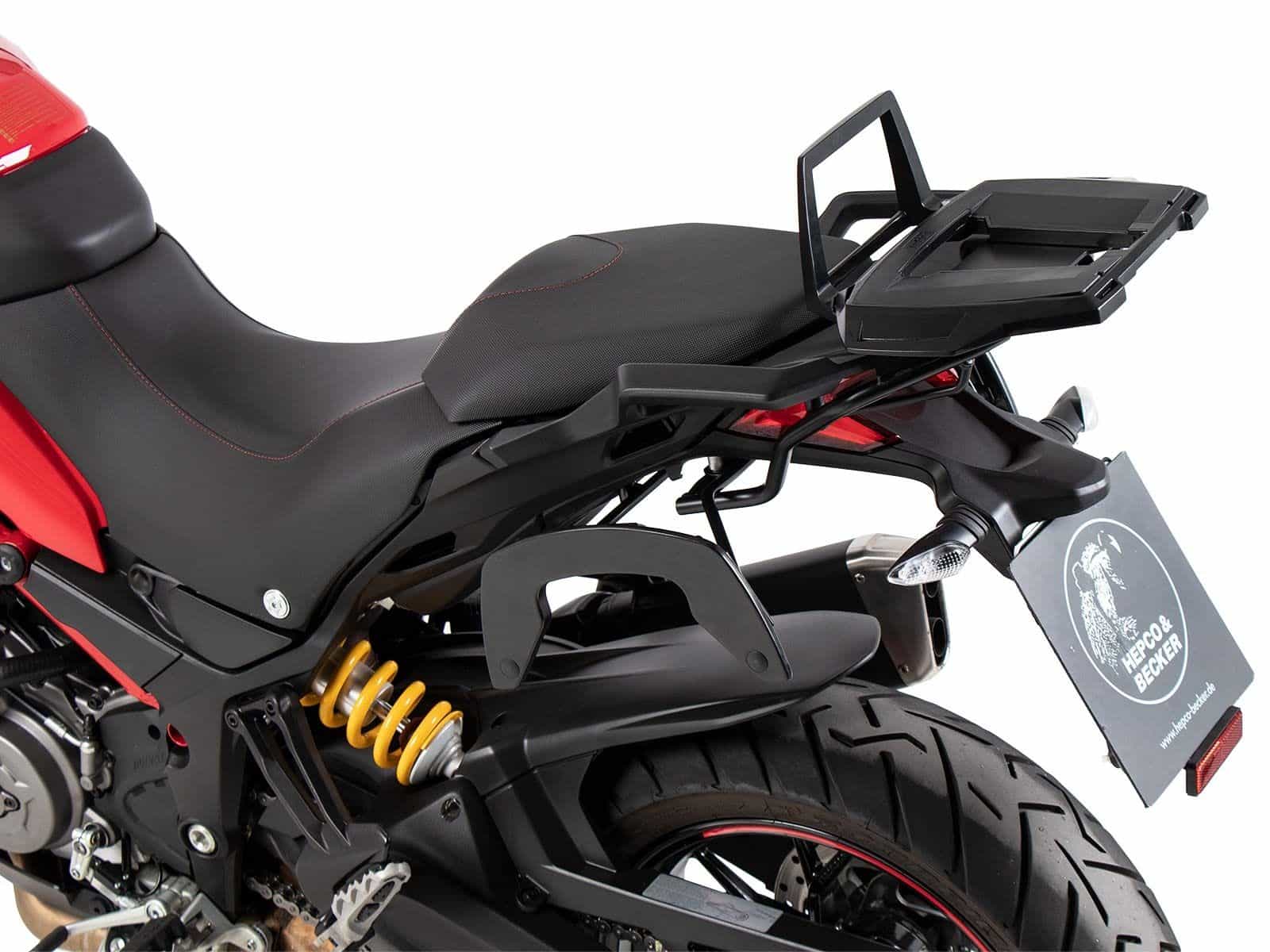 Support de topcase Alurack noir pour Ducati Multistrada 1200 Enduro (16-18) Hepco & Becker