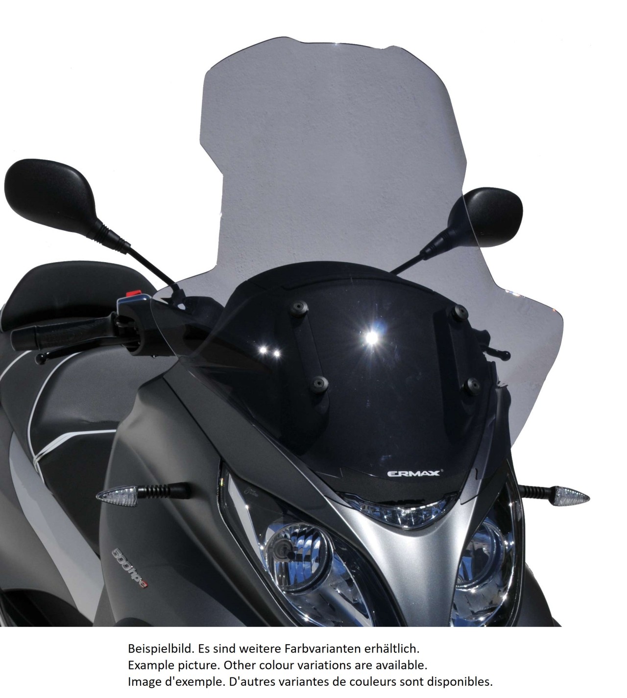 Pare-brise ERMAX High Protection avec protection des mains pour Piaggio MP3 400 HPE (-22), gris