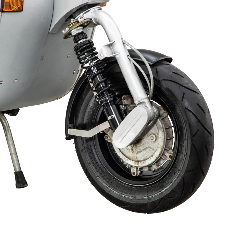 Aile 2.0 Garelli pour Vespa PX 80-200ccm, métal noir mat, support inox brossé