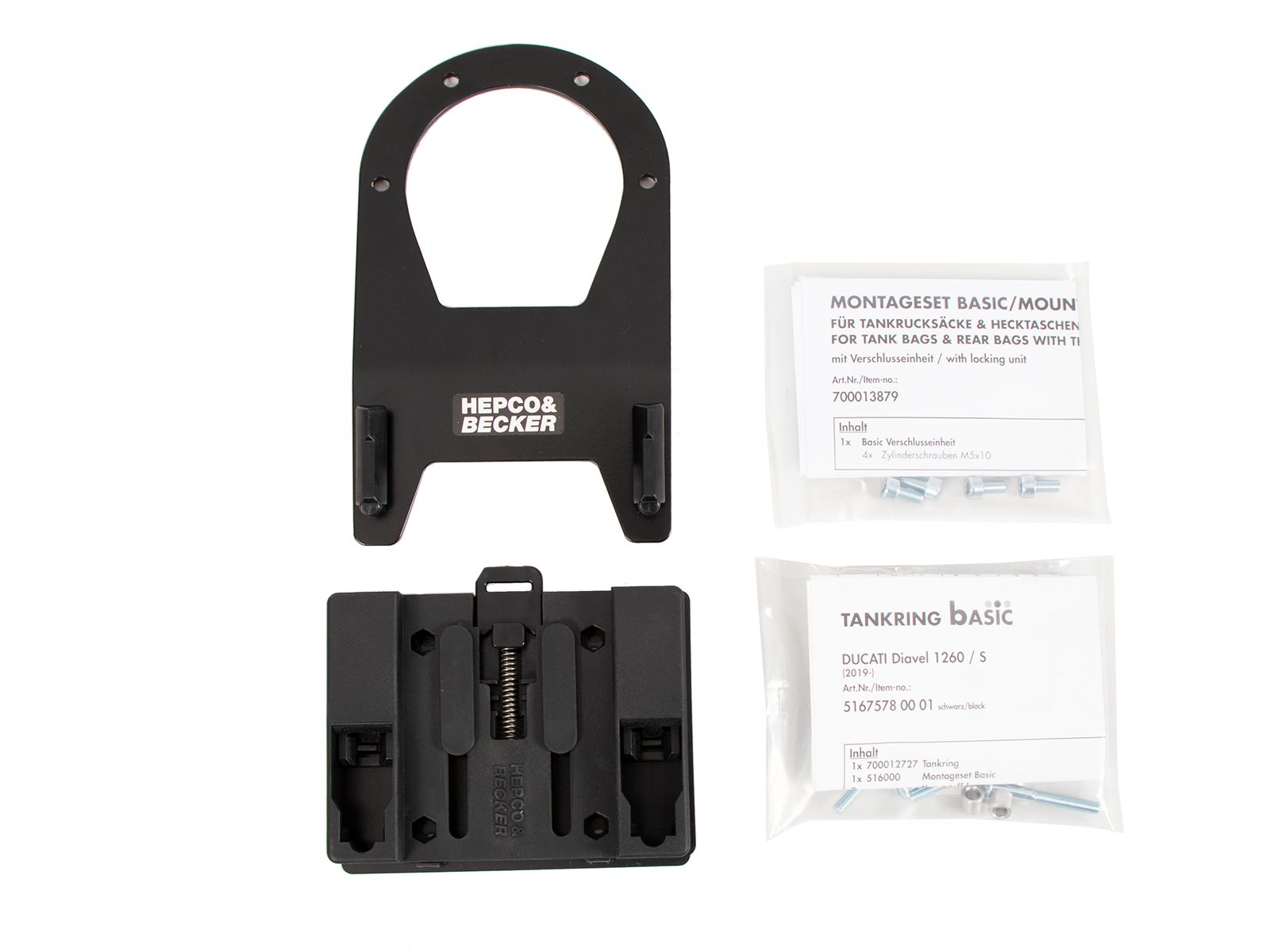 Anneau de réservoir Basic avec unité de fermeture de la sacoche de réservoir pour Ducati Diavel 1260 /S (19-22) Hepco & Becker