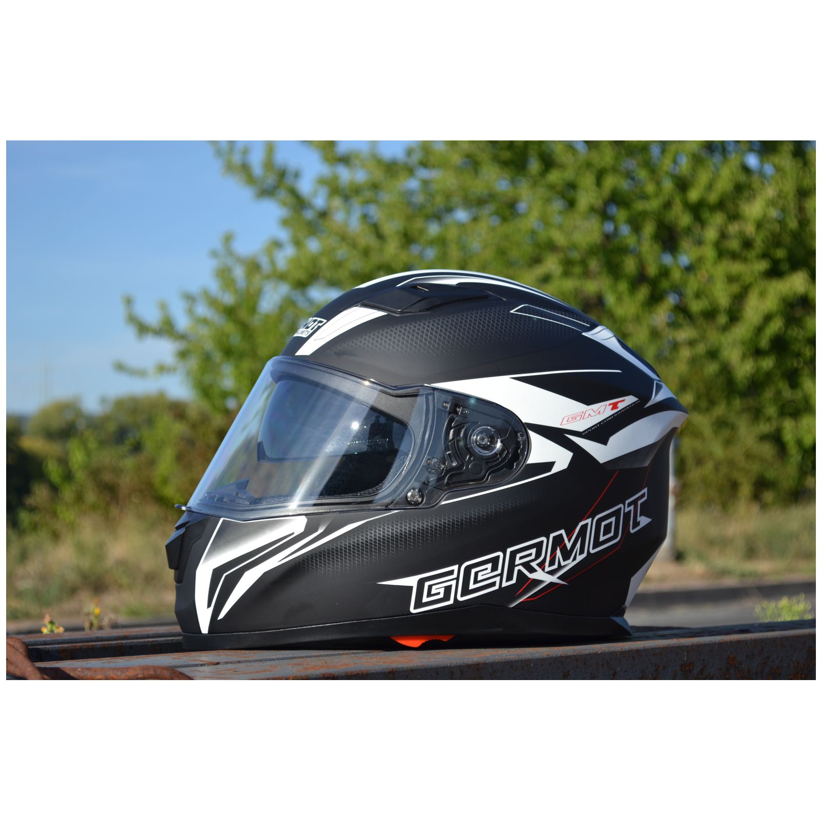 Germot casque intégral GM 330, noir mat/blanc