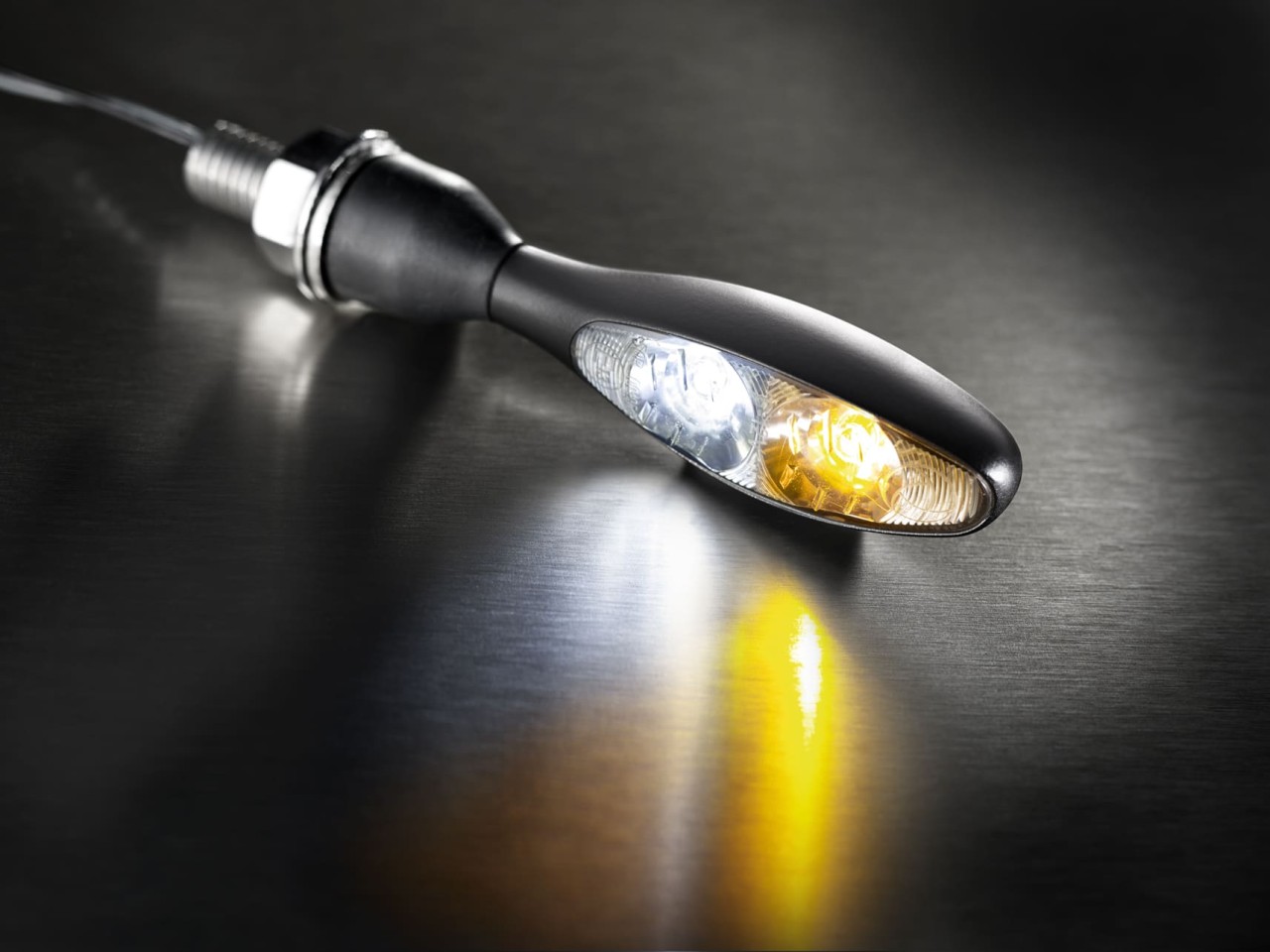 Clignotant Kellermann avec feu de position, Micro 1000 PL, acier, LED, VL/VR, 12 V, noir satiné