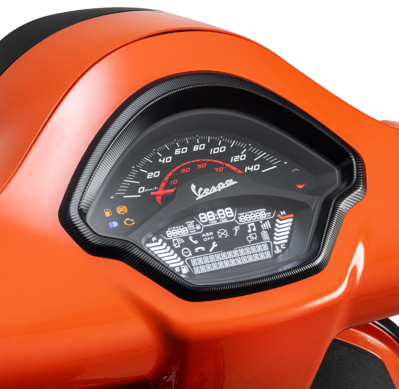 Anneau décoratif tachymètre pour Vespa GTS/GTS Super 125/300ccm (`22-), alu, noir anodisé