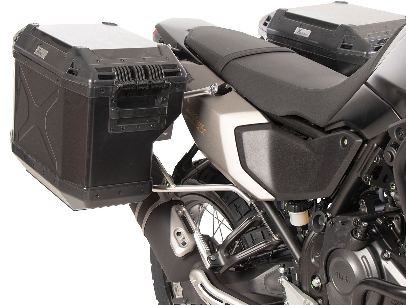 Kit de support de valises Cutout en acier inoxydable y compris kit de valises Xplorer Cutout argenté pour Yamaha Ténéré 700 (25-)