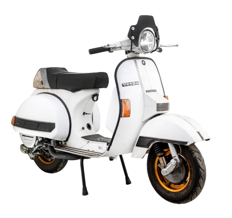 Flyscreen pour Vespa PX 80-200ccm, support argenté, teinté noir