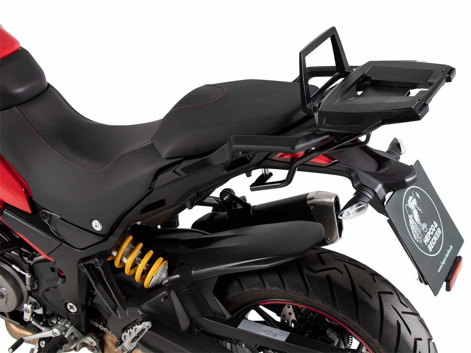 Support de topcase Alurack noir pour Ducati Multistrada 1200 Enduro (16-18) Hepco & Becker