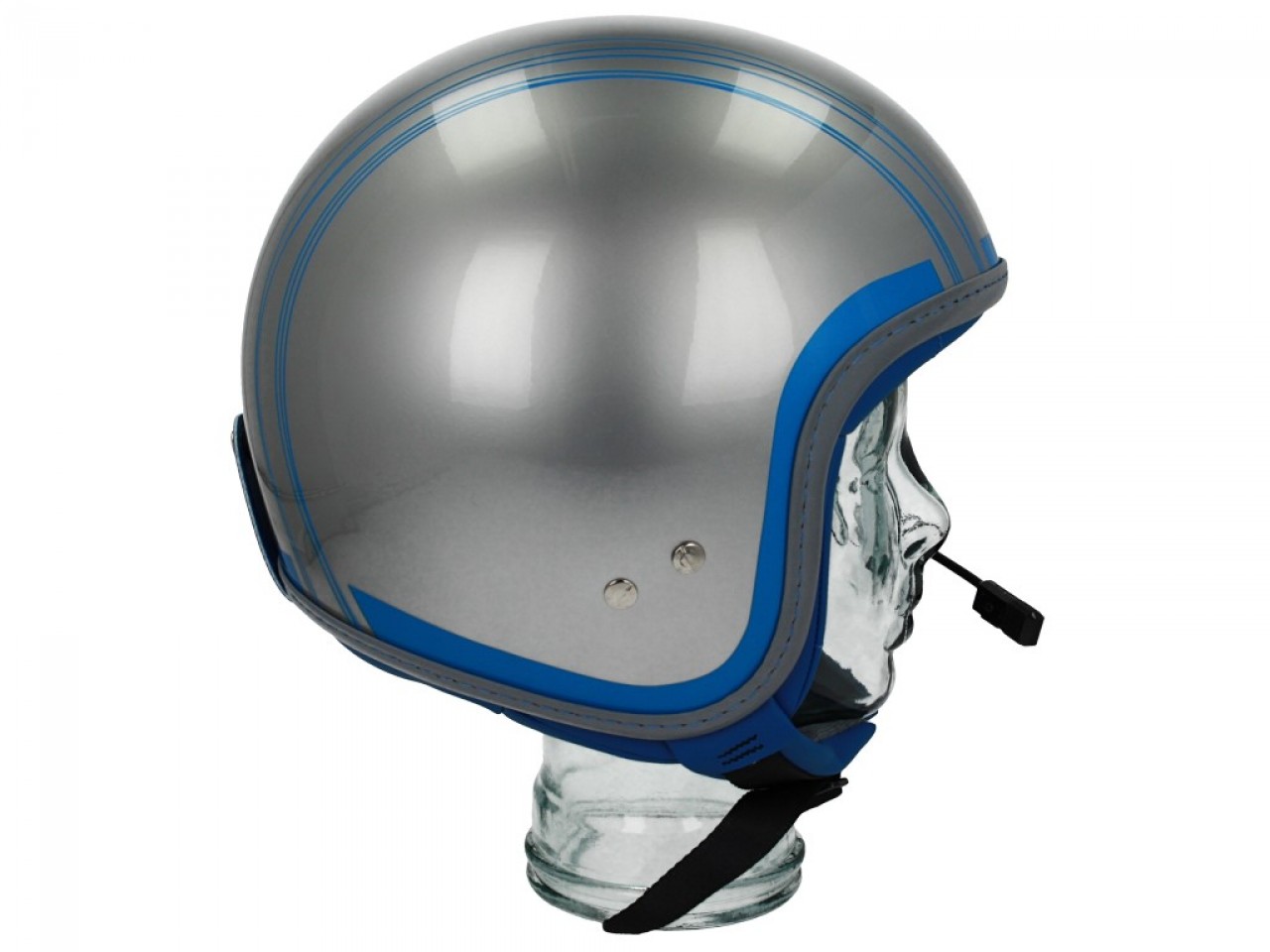 Casque jet Vespa Elettrica Tech blu (Bluetooth) argenté