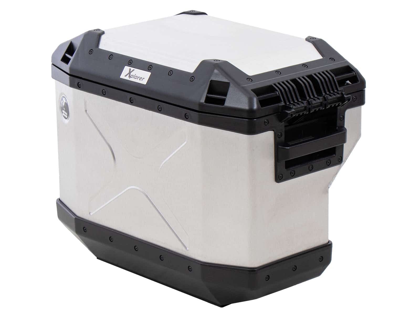 Valises latérales Alu Xplorer 37 Cutout (évidées pour le pot d'échappement) droit argenté Hepco & Becker