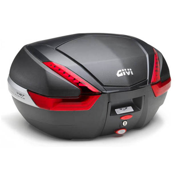 V47 MONOKEY Topcase 47 litres noir / carbone avec réflecteurs rouges d'origine Givi