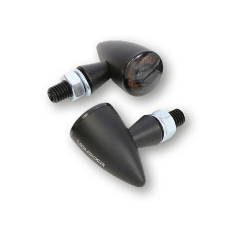 HIGHSIDER pro Apollo Bullet LED clignotant/feu de position noir/teinté 2en1, homologué E (paire)