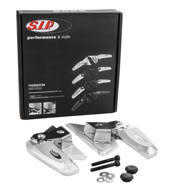 Repose-pieds droit et gauche pour Vespa LX /LXV /S 50-150ccm, chrome/chrome