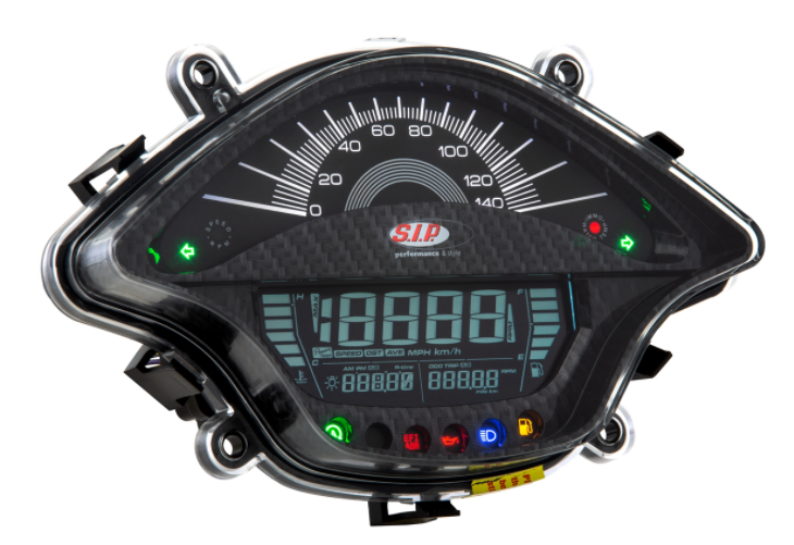 Compte-tours/tachymètre pour Vespa Primavera/Sprint 50-150ccm 2T/4T AC, carbonlook