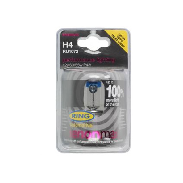 Ampoule annulaire, ampoule à incandescence, H4, +100% de lumière, 12 V, 60/55 W, P43t