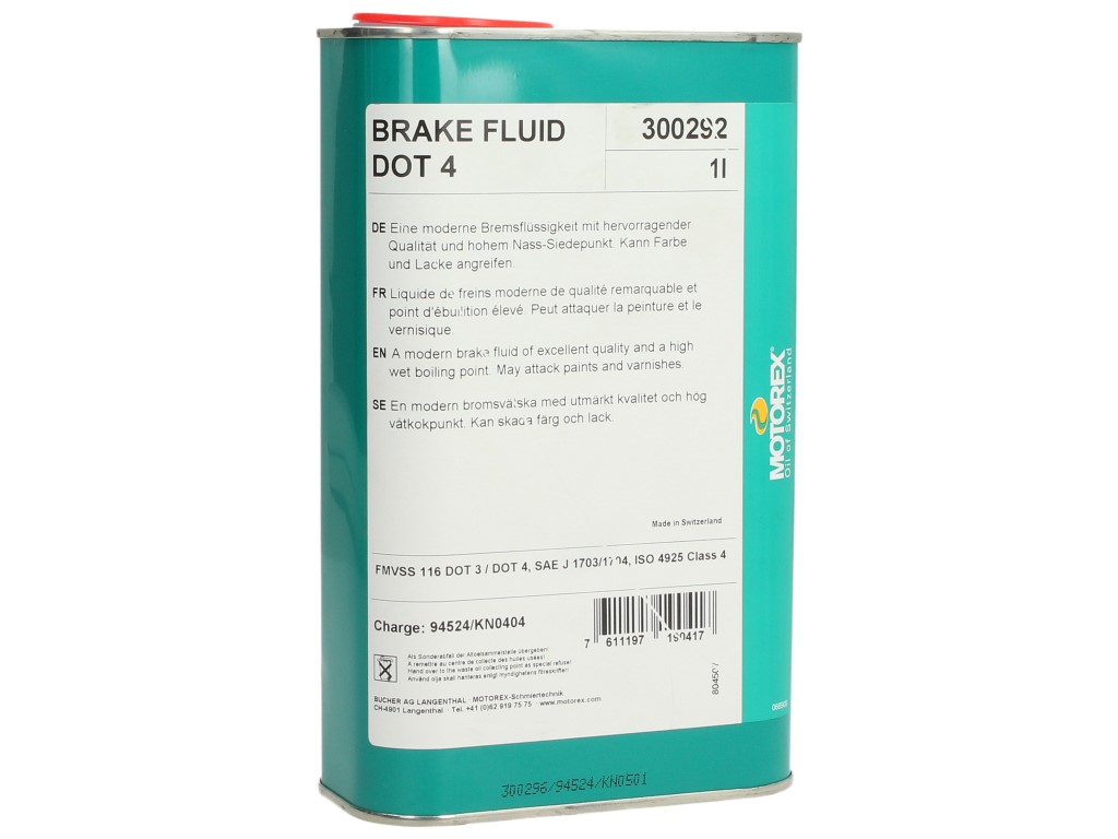 Liquide de frein Motorex, DOT 4, 1 l, transparent, lot de 12