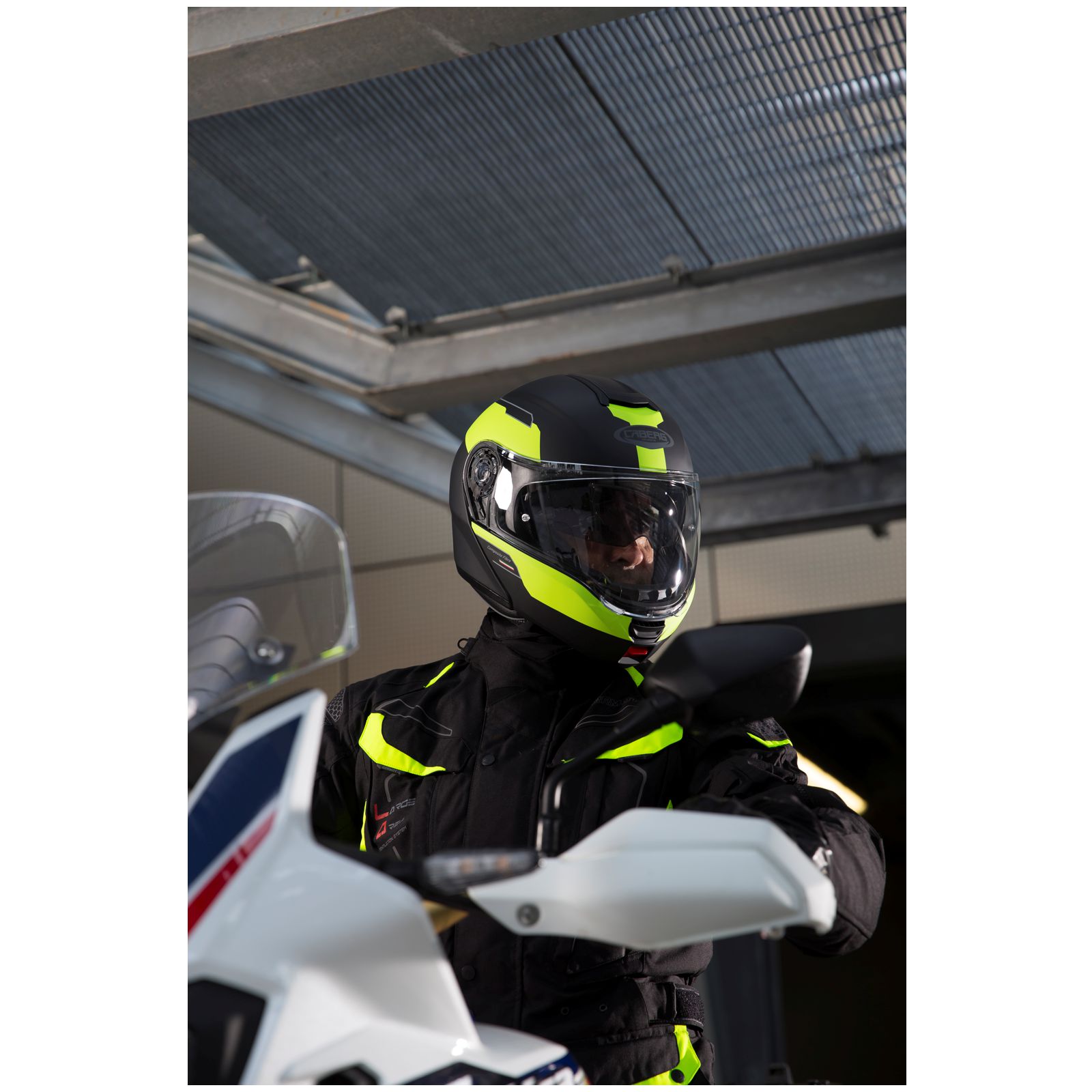 Caberg casque Levo Prospect, noir mat/jaune fluo