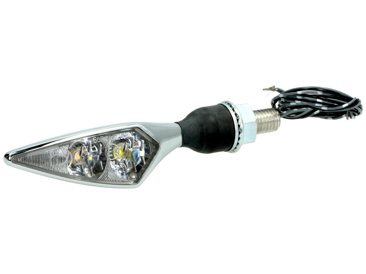 Kellermann Clignotant avec feu de position, Rhombus PL, acier, LED, VR, 12 V, chrome brillant, M8x20
