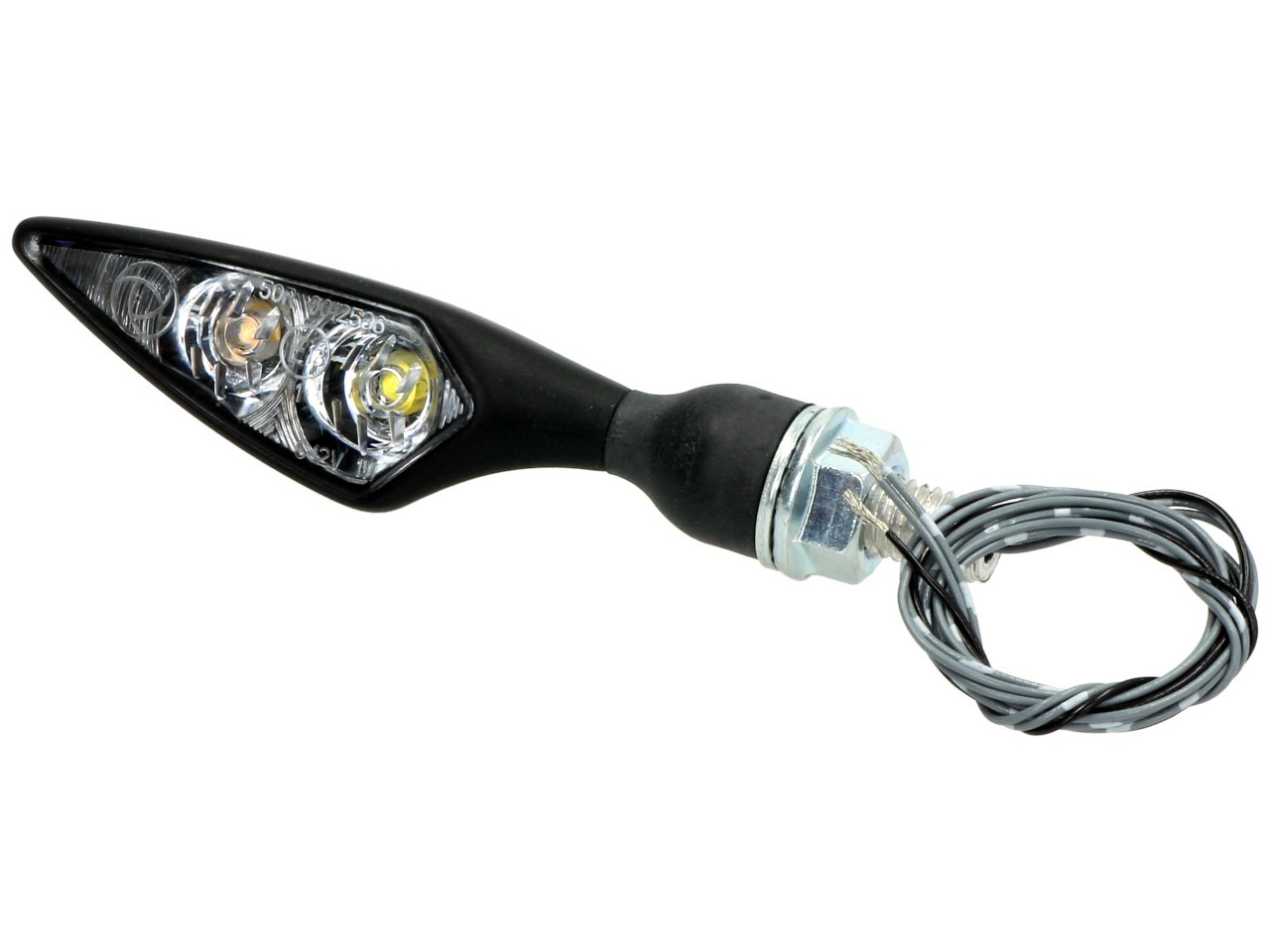 Clignotant Kellermann, Rhombus PL, acier, LED, avant droite, 12 V, noir satiné, homologué E