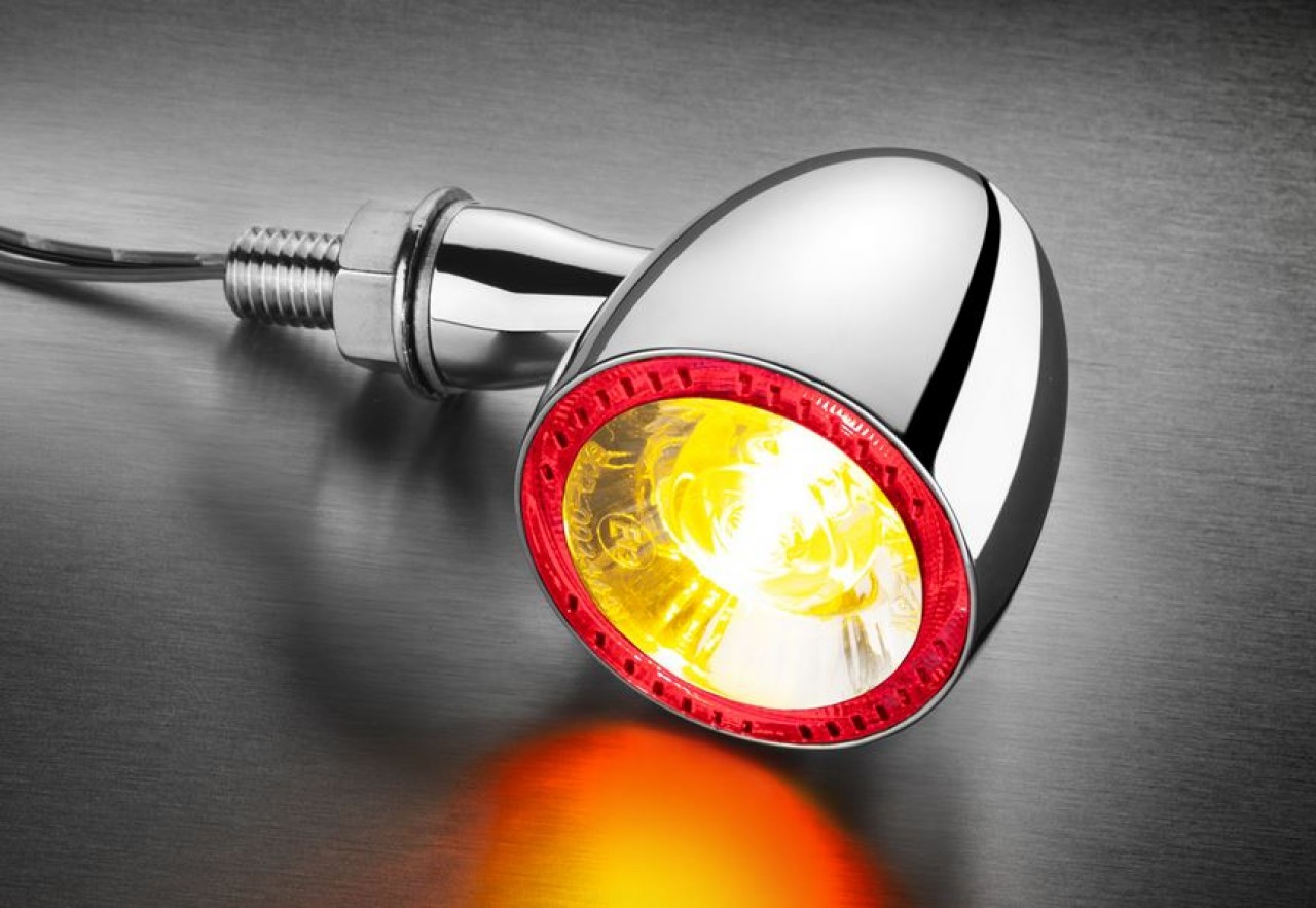 Clignotants Kellermann, feux arrière et stop, Bullet 1000 DF, acier, LED, HL/HR, 12 V, chrome brillant