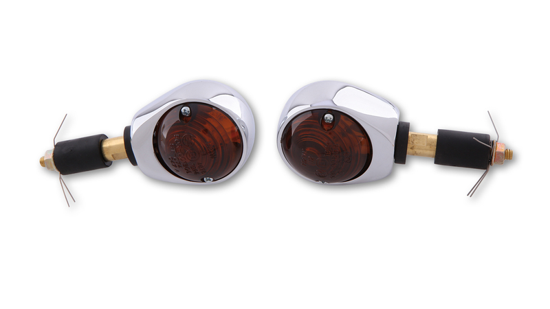 HIGHSIDER Smart œil de bœuf ampoules clignotant en bout de guidon boîtier chromé / lentille gris fumée (paire), avant