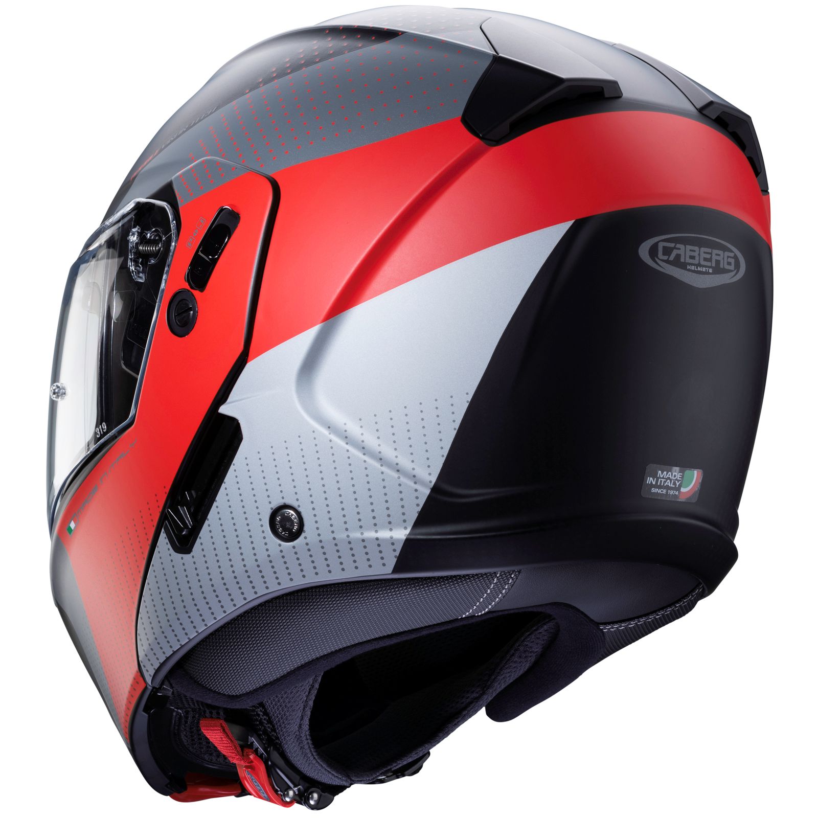 Caberg casque Horus Scout, noir mat/fluo-rouge-gris