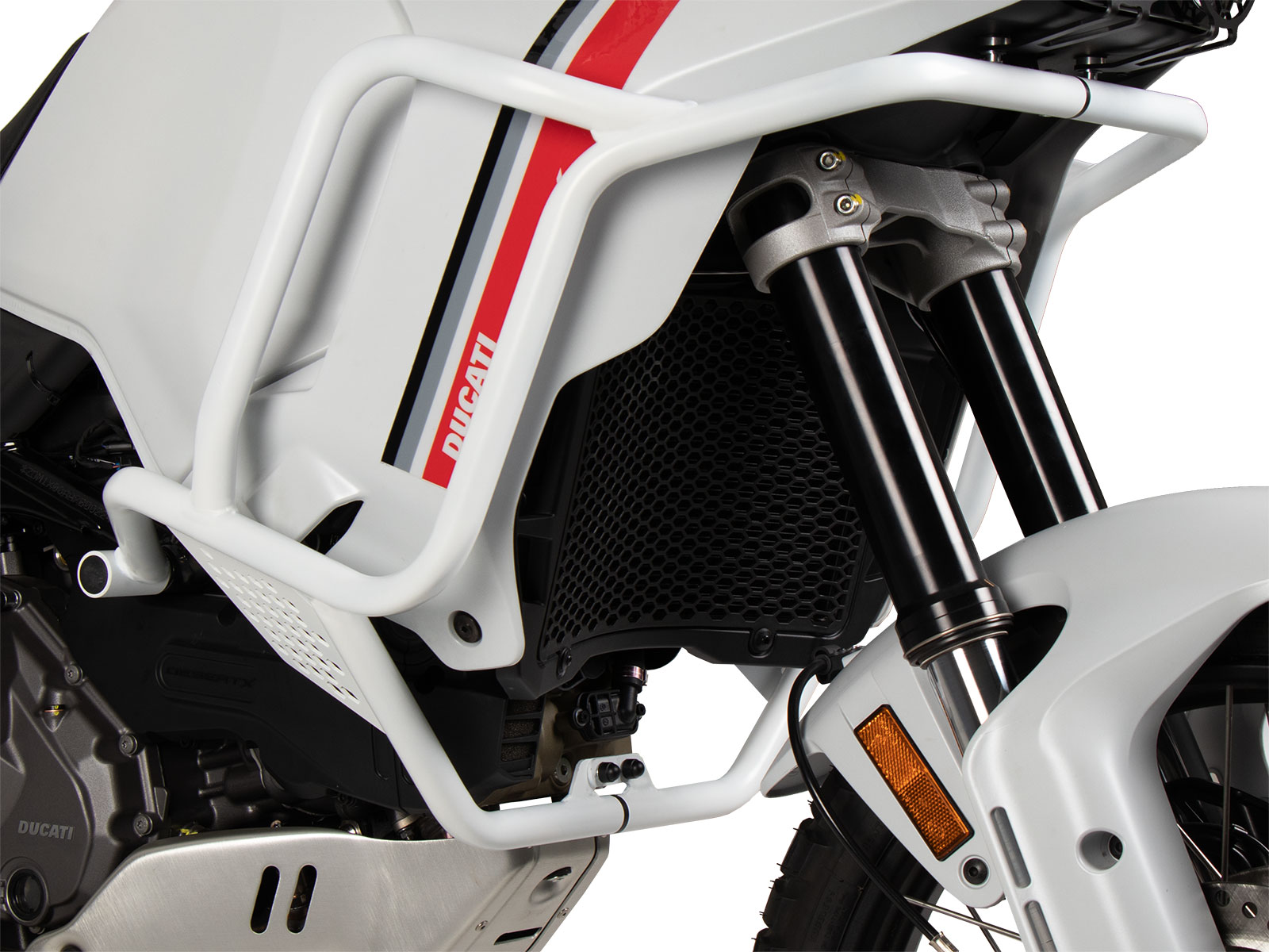 Arceau de protection de réservoir blanc pour Ducati Desert X Rally (24-) Hepco & Becker
