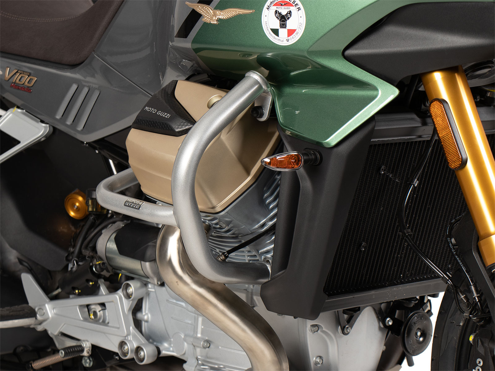 Arceau de protection moteur argenté pour Moto Guzzi V100 Mandello Hepco & Becker