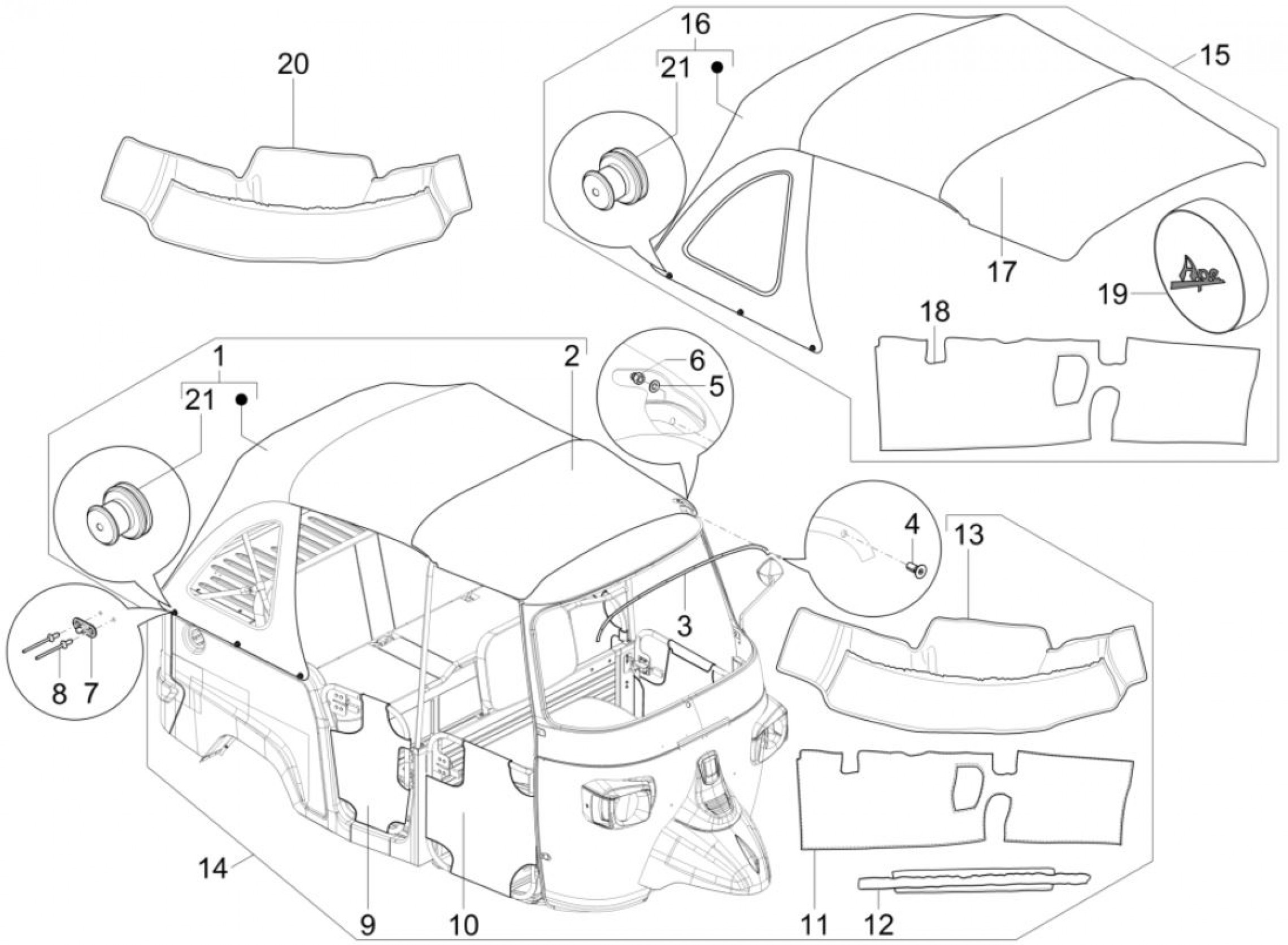 Habillage de porte droite pour APE Calessino (13-17)