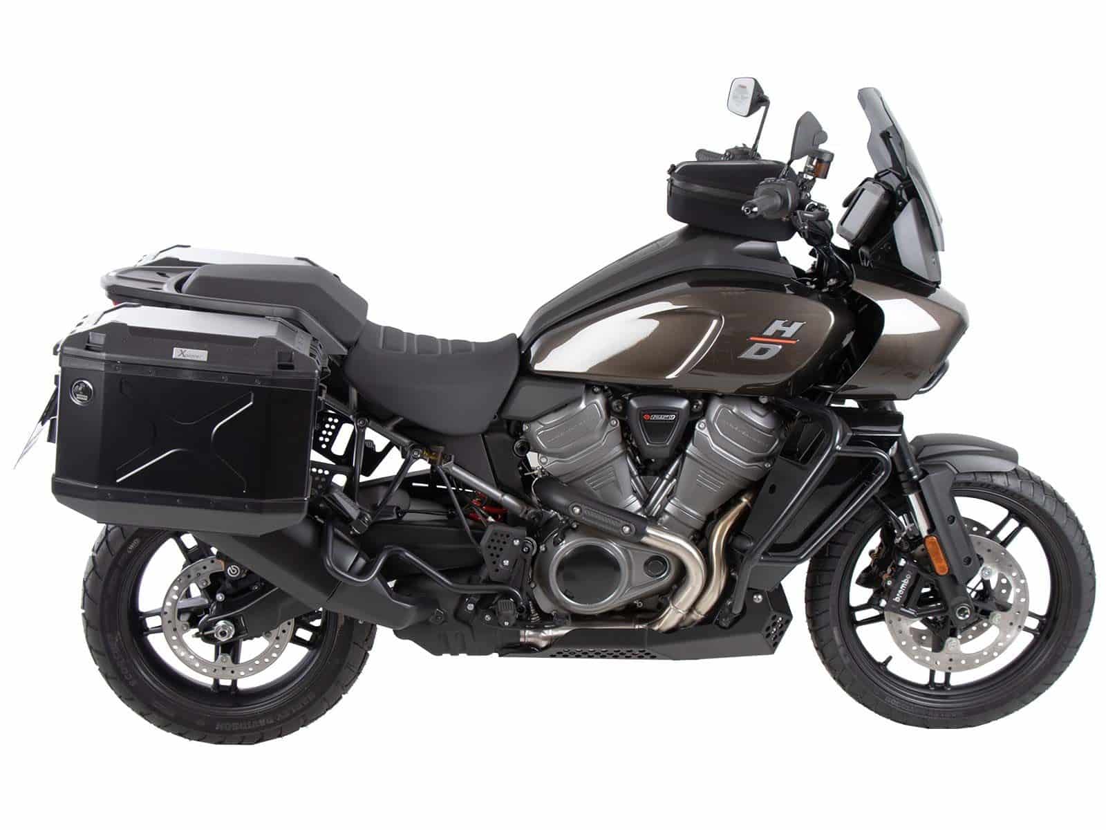 Kit de support de valises Cutout y compris kit de valises Xplorer Cutout noir pour Harley Davidson Pan America (21-)