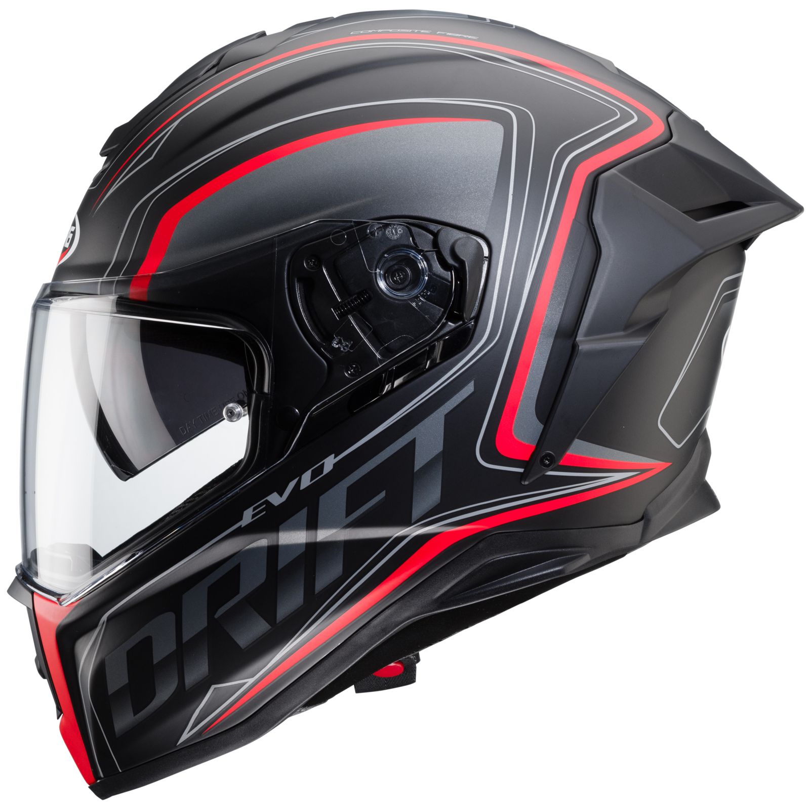 Caberg casque Drift Evo Integra, noir mat/gris-fluo rouge