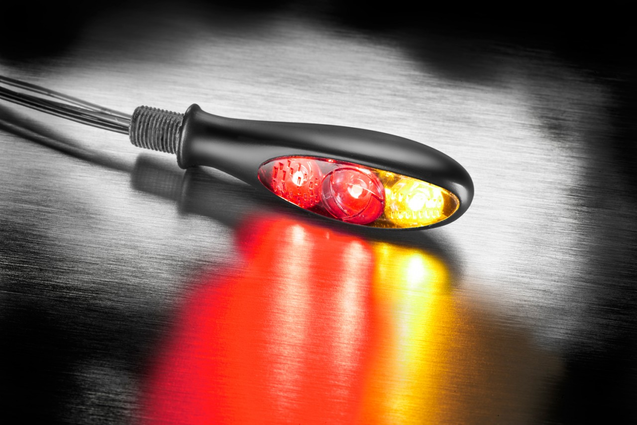 Kellermann Clignotants, feux arrière et stop, Micro S DF Dark, aluminium, LED, HL/HR, 12 V, noir mat