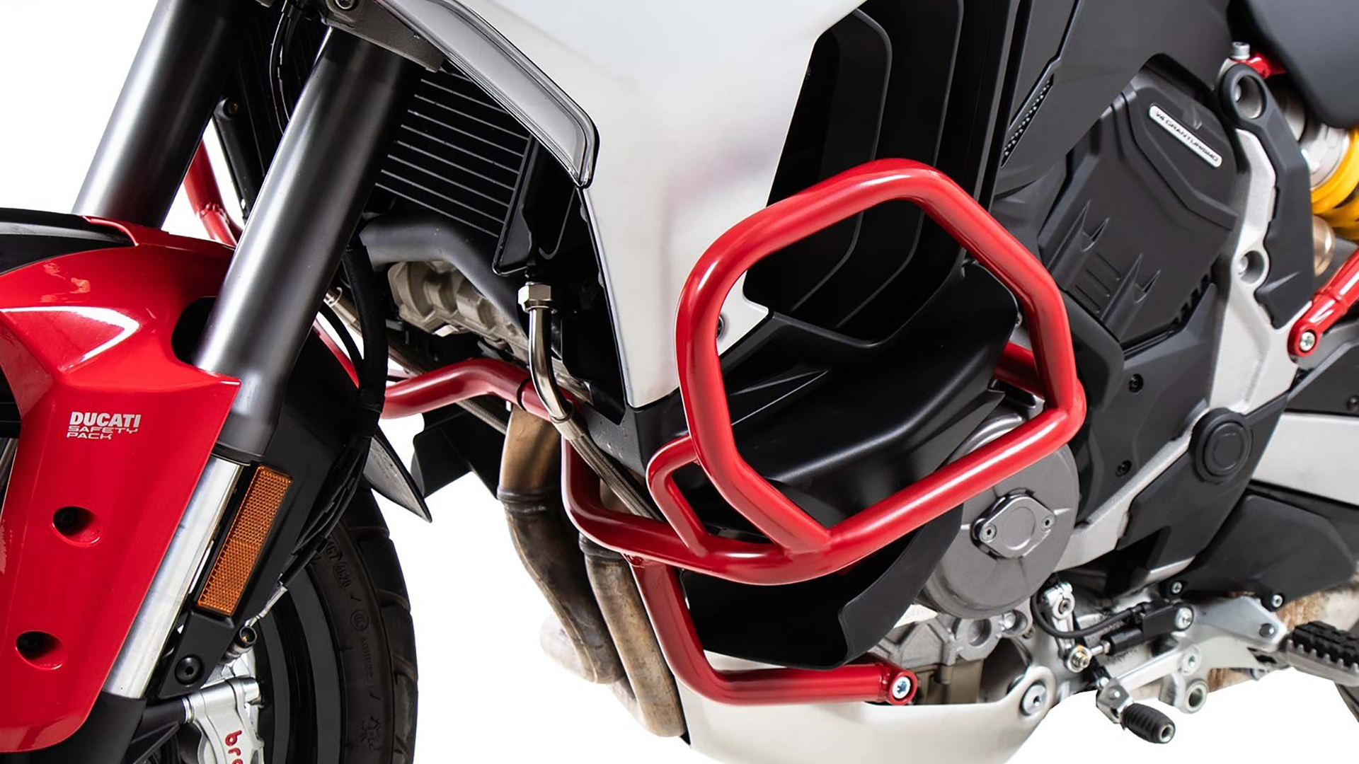 Arceau de protection moteur rouge pour Ducati Multistrada V4/S/S Sport/Pikes Peak (21-24) /Rally (23-24)