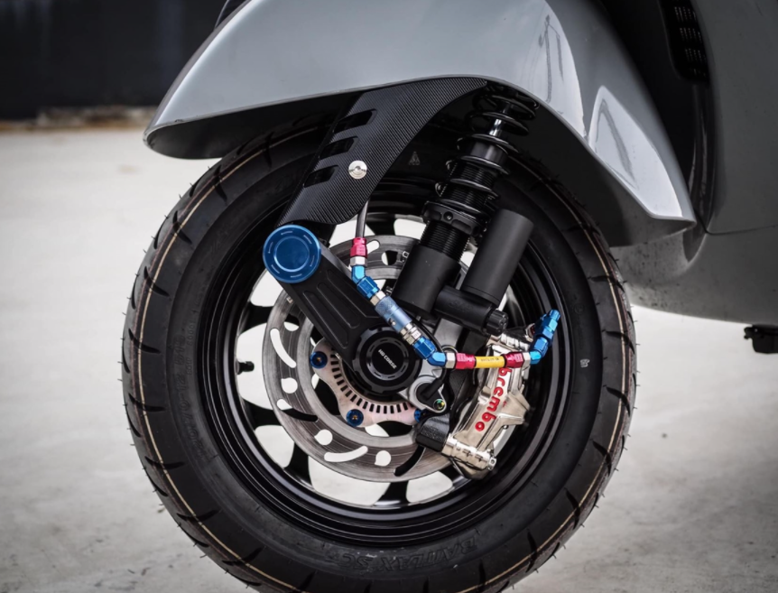 Amortisseur avant pour Vespa GTS/GTS Super/GTV/GT 60/GT/GT L 125-300ccm, noir mat